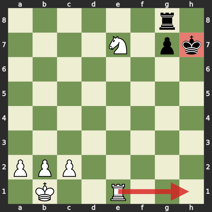 Mate de Anastasia: el caballo en e7 y la torre por la columna h